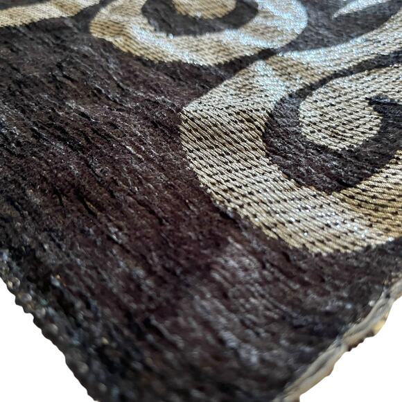 Etro Milano RARE Shimmering Floral Silk Chiffon Black Velvet Reversible Scarf - Picture 4 of 9